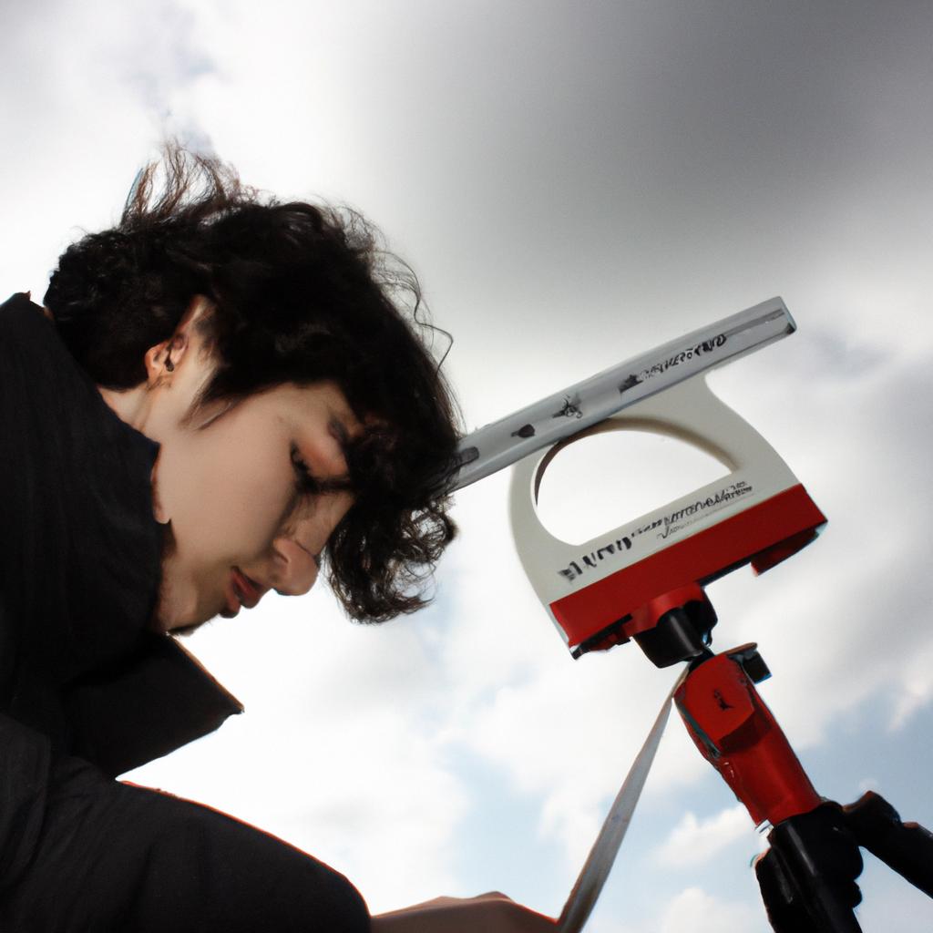 Person studying weather with instruments