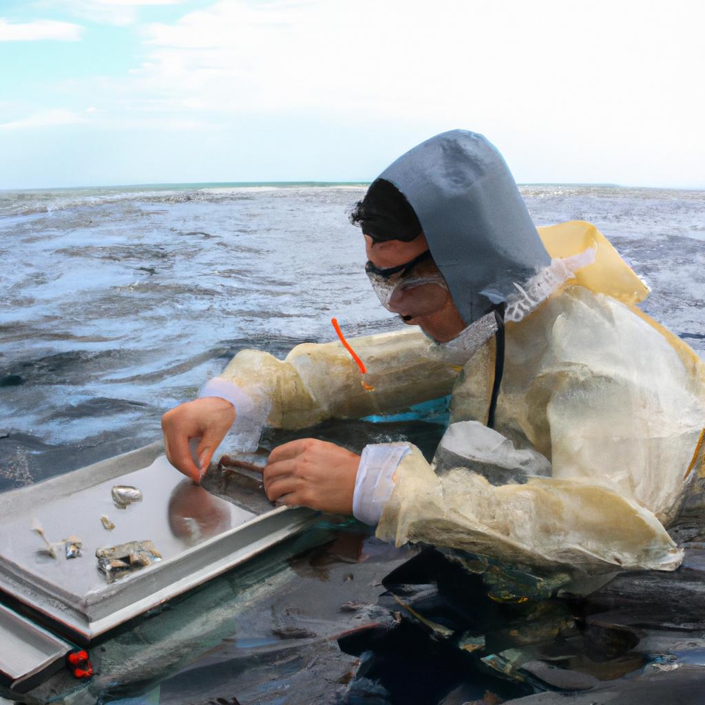 Scientist conducting research on marine life