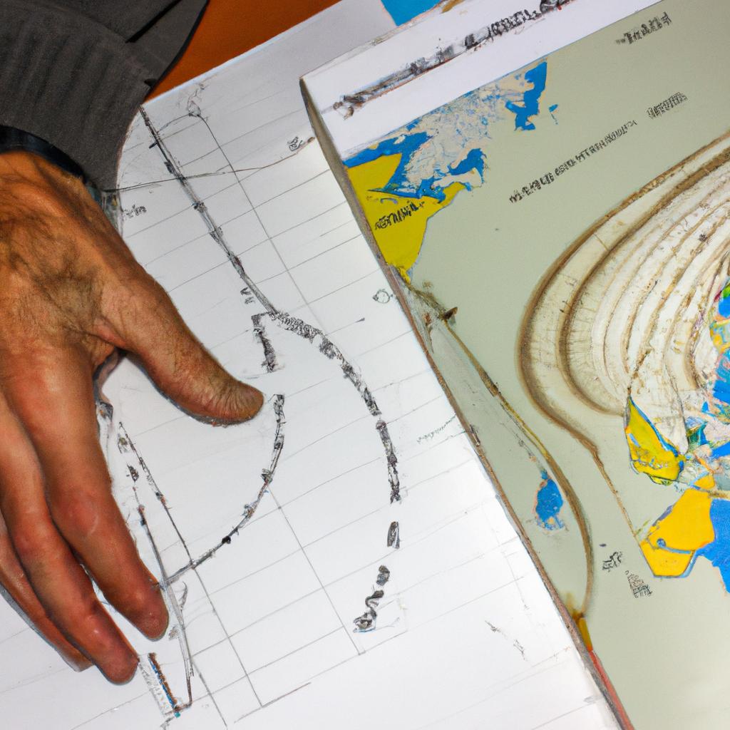 Person studying Earth's tectonic movements