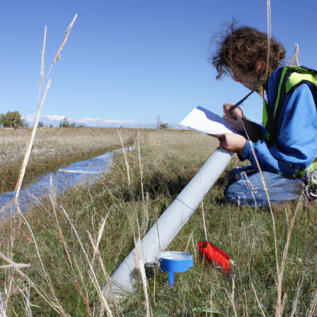 Person studying hydrology in field